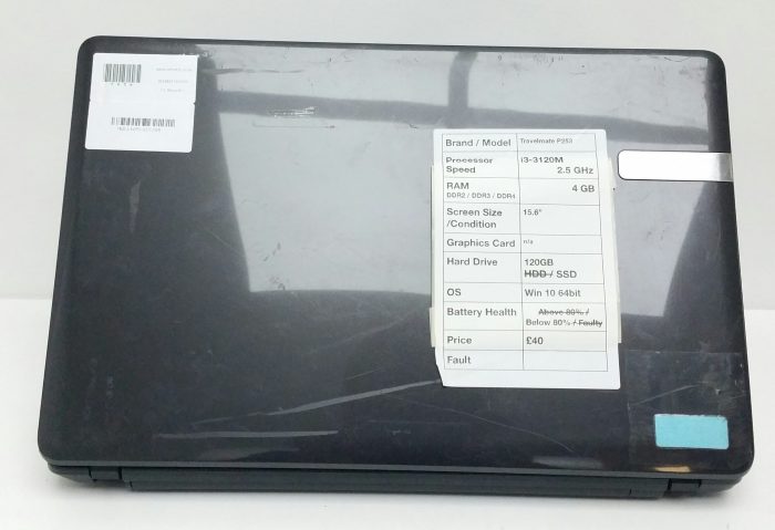 Acer TravelMate P253-M-33124G50Maks i3-3120m 2.5GHz 4GB Ram 15.6" 120GB SSD Windows 10 64bit - Image 3