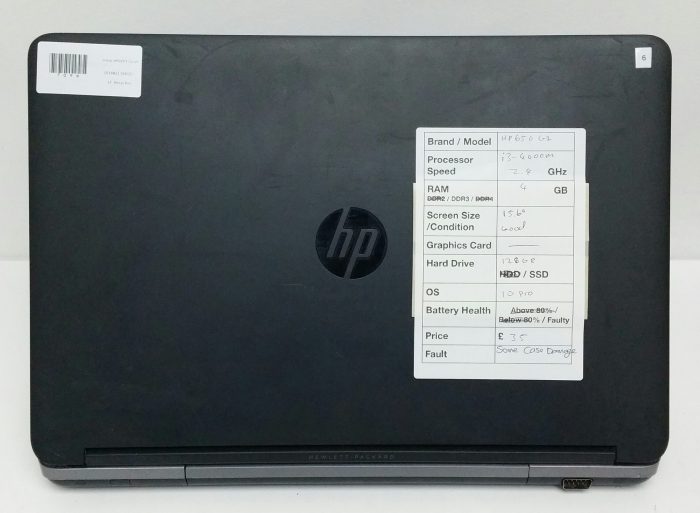 HP Probook 650 G1 - i3-4000M 2.4GHz - 4GB - 15.6" - 128GB SSD - Windows 10 Pro - Image 3