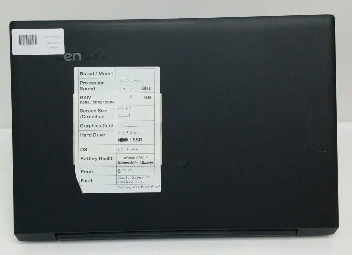 Lenovo Windows Laptop V110-15ISK 80TL - i5-6200U 2.3GHz - 4GB Ram - 15.6" - 128GB SSD - Image 3