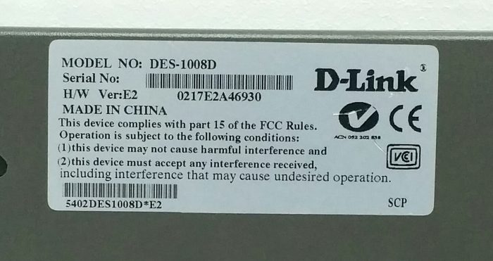 D-Link DES-1008D Ver E2 10/100 8-Port Fast Ethernet Switch - Image 3
