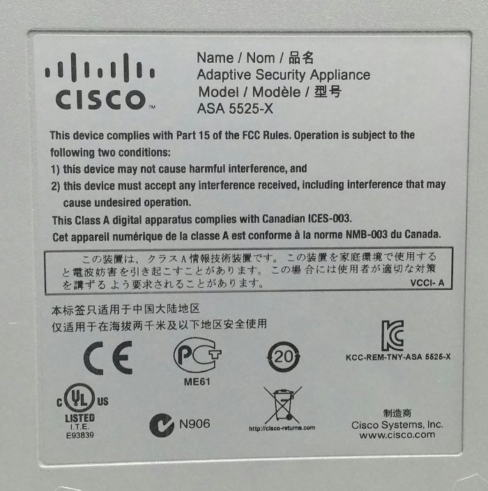 Cisco ASA 5525-X 8-Port Firewall Adaptive Security Appliance - Image 3