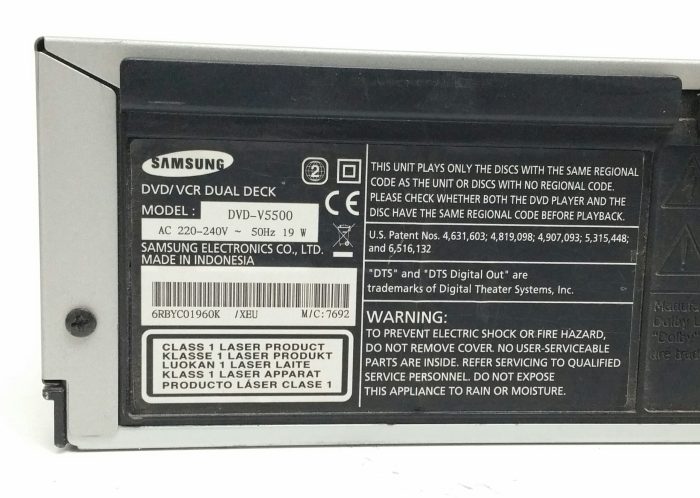 Samsung DVD-V5500 DVD/VCR Dual Deck Video Cassette Recorder - Image 3
