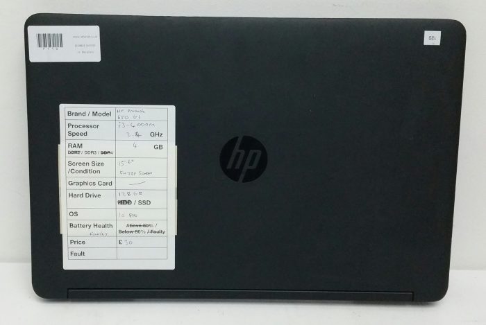 HP Probook 650 G1 - i3-4000M 2.4GHz - 4GB - 15.6" - 128GB SSD - Windows 10 Pro - Image 3