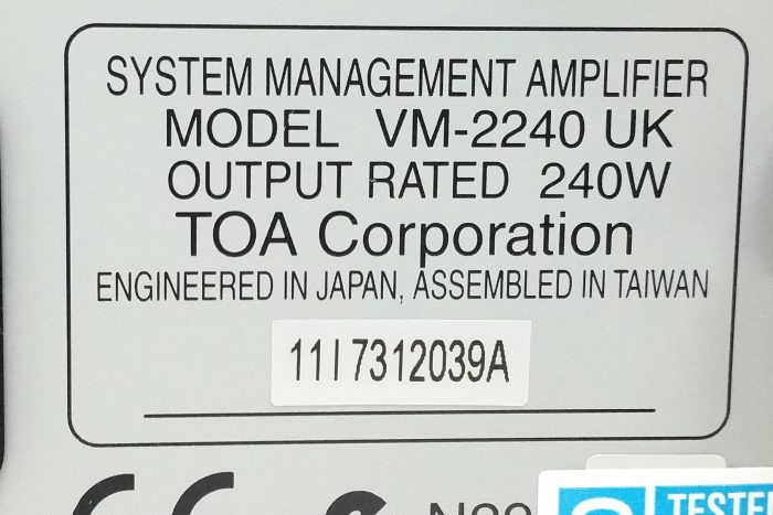 TOA VM-2240 System Management Amplifier - Image 3