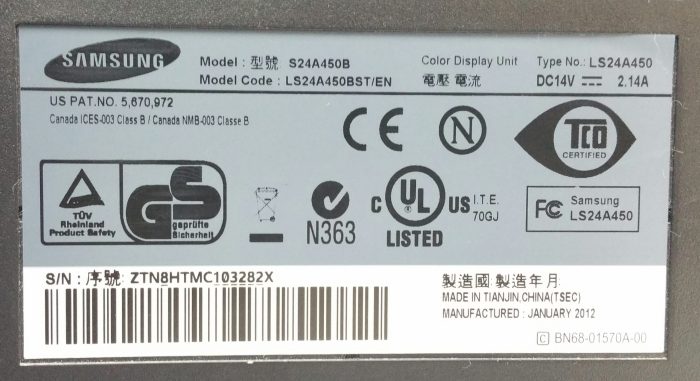 Samsung LS24A450 S24A450B 24" VGA DVI Color Display Monitor - Image 3