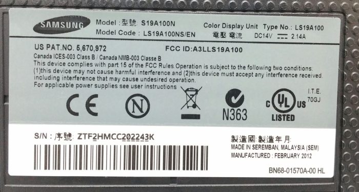 Samsung SyncMaster SA100 S19A100N 18.5" VGA Color Display Monitor - Image 3