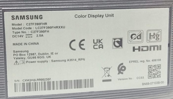Samsung C27F390FHR 27" Curved HDMI VGA Color Display Monitor With No Stand - Image 3