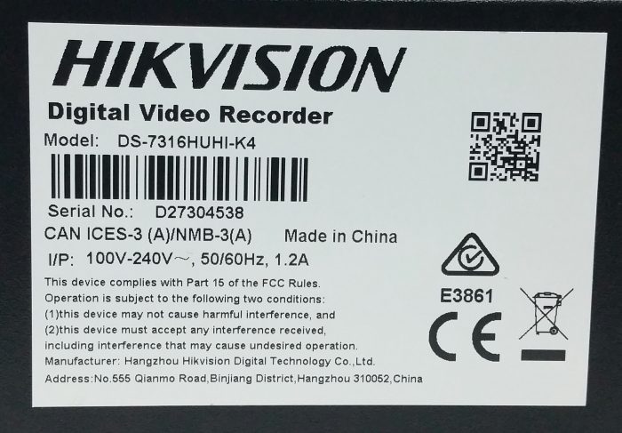 HikVision DS-7316HUHI-K4 Digital Video Recorder With 500GB HD - Image 3