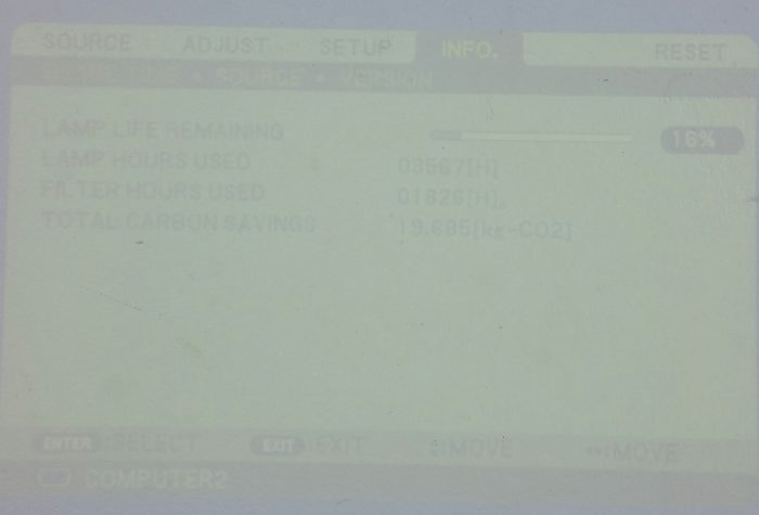 Nec NP305G VGA Projector 3667 Lamp Hours Used - Image 2