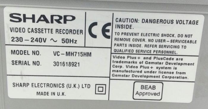 Sharp VC-MH715HM Video Cassette Recorder - Image 3