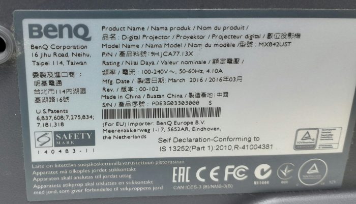 BenQ MX842UST VGA HDMI DLP Digital Projector 3382 Lamp Hours Used - Image 3