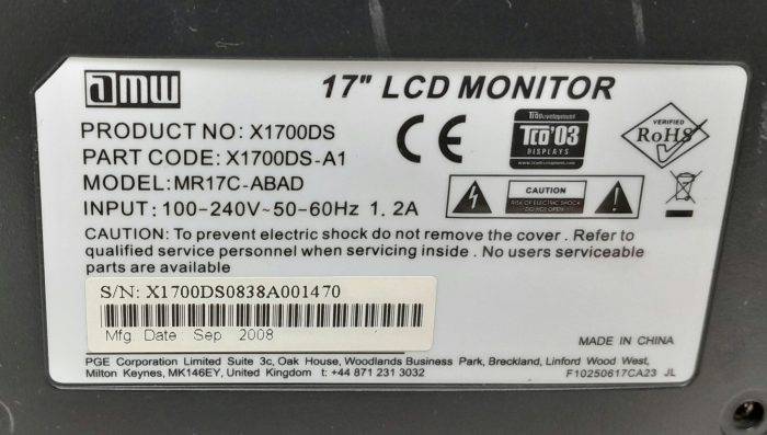 AMW MR17C-ABAD 17" DVI VGA LCD Monitor - Image 3