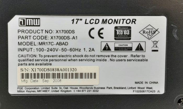 AMW 17" DVI VGA LCD Monitor MR17C-ABAD - Image 3