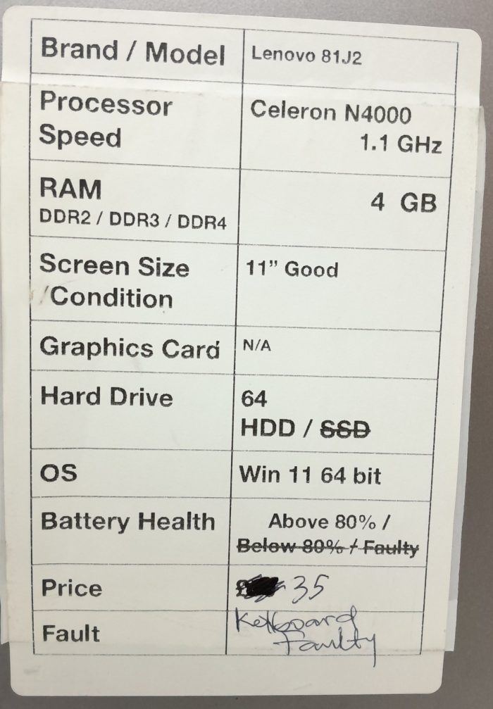 Lenovo ideapad S130-14IGM 81J2 - Celeron N4000 1.1GHz - 4GB Ram - 11" - 64GB HDD - Windows 11 64bit - Image 4