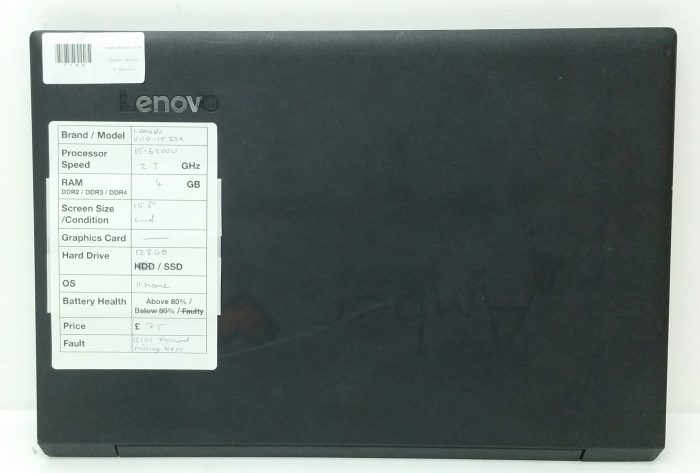 Lenovo V110-15ISK 80TL - i5-6200U 2.3GHz - 4GB Ram - 15.6" - 128GB SSD - Windows 11 Home - Image 2