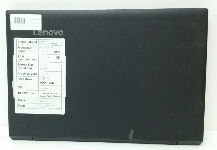 Lenovo V110-15IKB 80TH - i5-7200U 2.5GHz - 4GB Ram - 15.6" - 128GB SSD - Windows 10 Home - Image 3