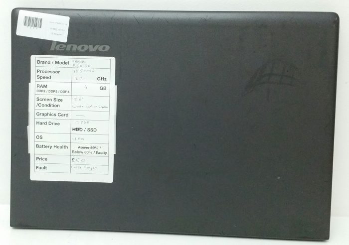 Lenovo B50-50 80S2 - i5-5200U 2.2GHz - 4GB Ram - 15.6" - 128GB SSD - Windows 11 Pro - Image 3