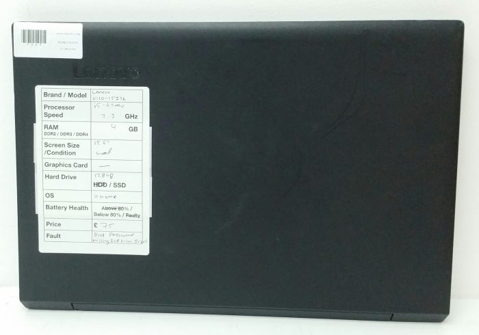 Lenovo V110-15ISK 80TL - i5-6200U 2.3GHz - 4GB Ram - 15.6" - 128GB SSD - Windows 11 Home - Image 3