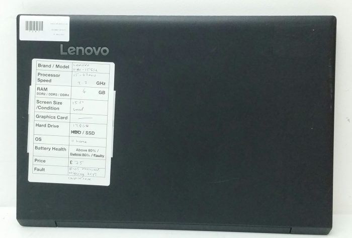 Lenovo V110-15ISK 80TL - i5-6200U 2.3GHz - 4GB Ram - 15.6" - 128GB SSD - Windows 11 Home - Image 3
