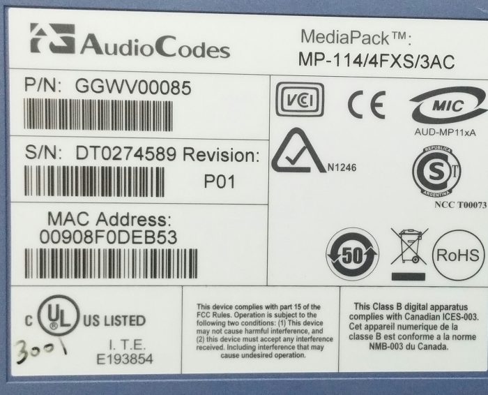 Audio Codes MP-114 VoIP Gateway - Image 3