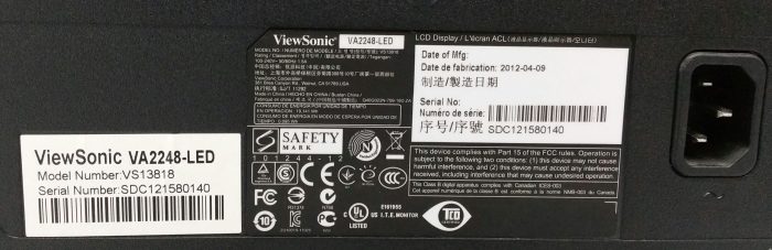 ViewSonic VA2248-LED VS13818 21.5" DVI VGA LCD Monitor - Image 3