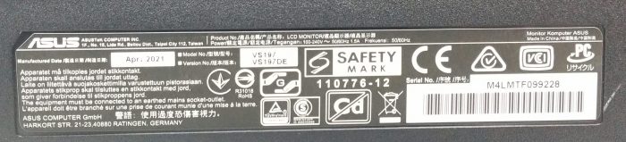 Asus VS197 18.5" VGA LCD Monitor Screen - Image 3