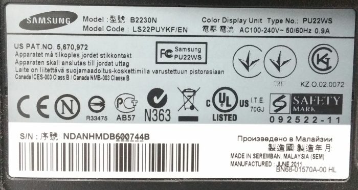 Samsung SyncMaster B2230 B2230N 22" VGA Color Display Monitor With No Stand - Image 3