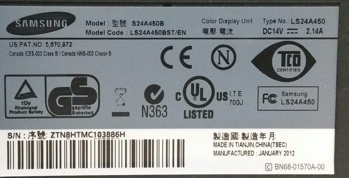 Samsung SyncMaster SA450 S24A450B 24" DVI, VGA Monitor - Image 3