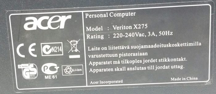 Acer VERITON X275 - Pentium E550U 2.8GHz 775 - 2GB - Personal Computer - Image 4