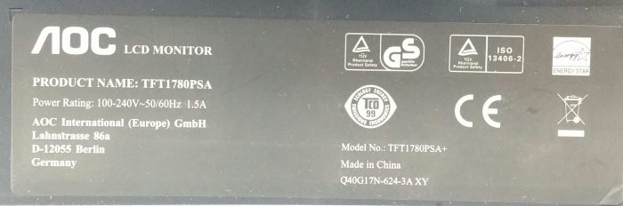 AOC TFT1780PSA 17" VGA LCD Monitor - Image 3
