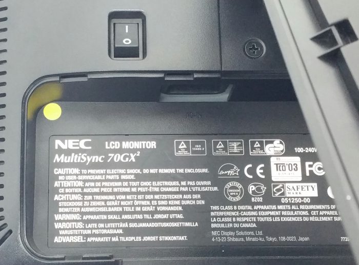 Nec Opticlear Multisync 70GX2 17" DVI VGA LCD Monitor - Image 3