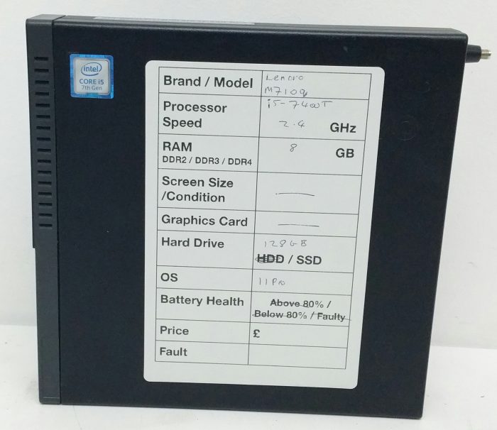 Lenovo ThinkCenter M710q 001WUK - i5-7400T 2.4GHz - 8GB - 128GB SSD - Windows 11 Pro All In One - Image 3
