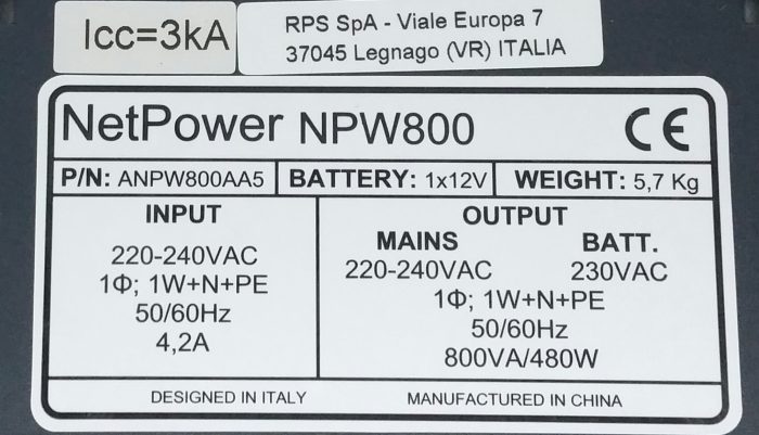 Riello NetPower NPW800 Uninterruptible Power Supply UPS - Image 3