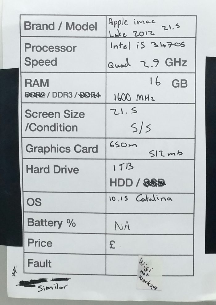 Apple iMac Late 2012 - Intel i5-3470S Quad 2.9GHz - 16GB RAM 1600MHz - 21.5" - 650M 512MB - 1TB HDD - 10.15 Catalina (Late 2012) - Image 3
