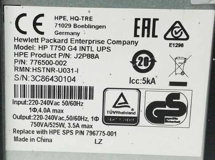 HP J2P88A T750 G4 Uninterruptible Power Supply UPS - Image 3
