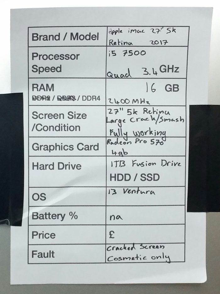 Apple iMac 5K Retina 2017 - Intel i5-7500 Quad 3.4GHz - 16GB RAM - 27" 5K Retina Radeon Pro 570 4GB 1TB Fusion Drive - 13 Ventura - Image 3