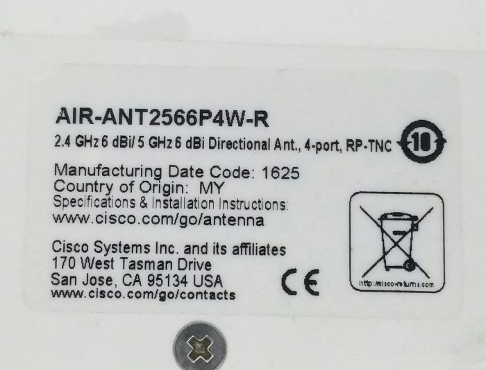 Cisco AIR-ANT2566P4W-R 2.4 GHz 6 dBi/ 5 GHz 6 dBi Directional Antenna 4-Ports RP-TNC Access Point - Image 3