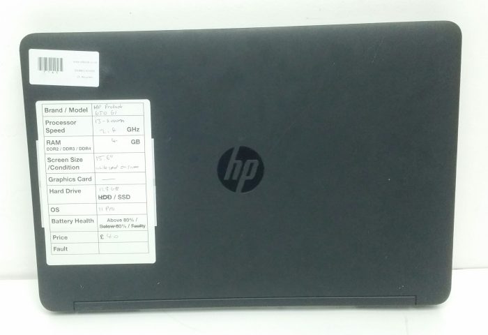 HP Probook 650 G1 - i3-4000M 2.4GHz - 4GB - 15.6" - 128GB SSD - Windows 11 Pro - Image 3