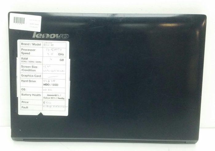Lenovo B50-80 80EW - i3-5005U 2.0GHz - 4GB Ram - 15.6" - 128GB SSD - Windows 10 Pro - Image 3