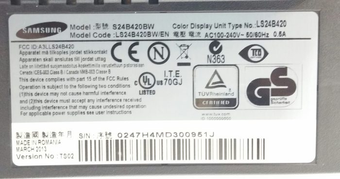 Samsung SyncMaster S24B240 S24B420BW 24" DVI VGA Color Display Monitor - Image 3