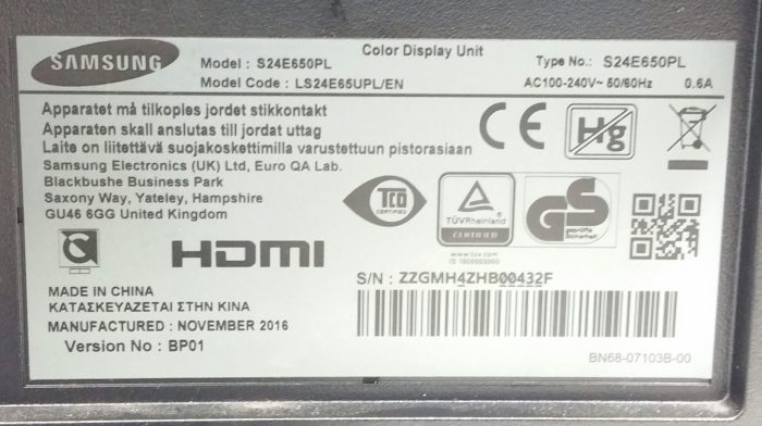 Samsung S24E650 S24E650PL 23.5" HDMI VGA DP IN Color Display Monitor - Image 3