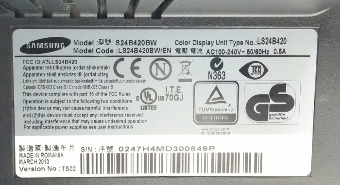 Samsung SyncMaster S24B240 S24B420BW 24" DVI VGA Color Display Monitor - Image 3