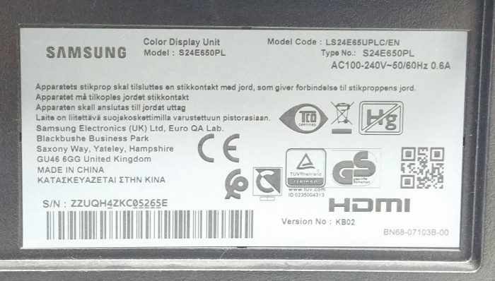 Samsung S24E650 S24E650PL 23.5" HDMI VGA DP IN Color Display Monitor - Image 3