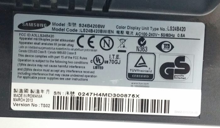 Samsung SyncMaster S24B240 S24B420BW 24" DVI VGA Color Display Monitor - Image 3