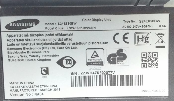 Samsung SyncMaster S24B650 S24E650BW 24" DVI VGA Color Display Monitor - Image 3