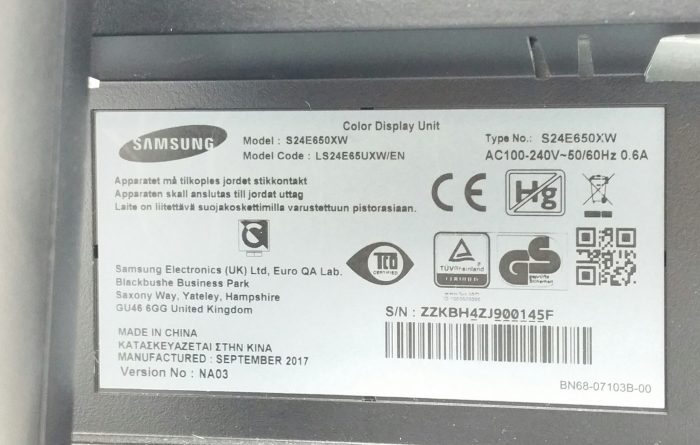 Samsung S24E650 S24E650XW 24" VGA DVI Color Display Monitor - Image 3