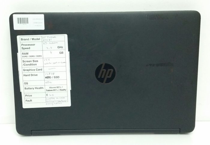 HP Probook 650 G1 - i3-4000M 2.4GHz - 4GB - 15.6" - 128GB SSD - Windows 11 Pro - Image 3