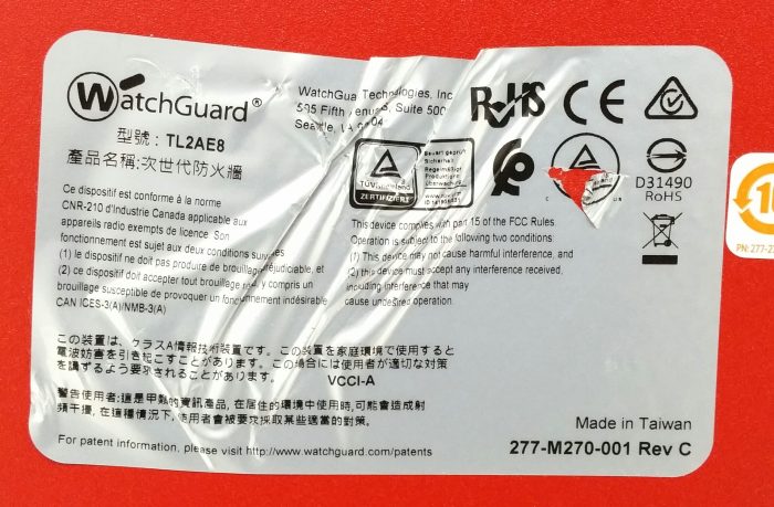 WatchGuard Firebox M270 TL2AE8 8 Port Firewall Appliance - Image 3