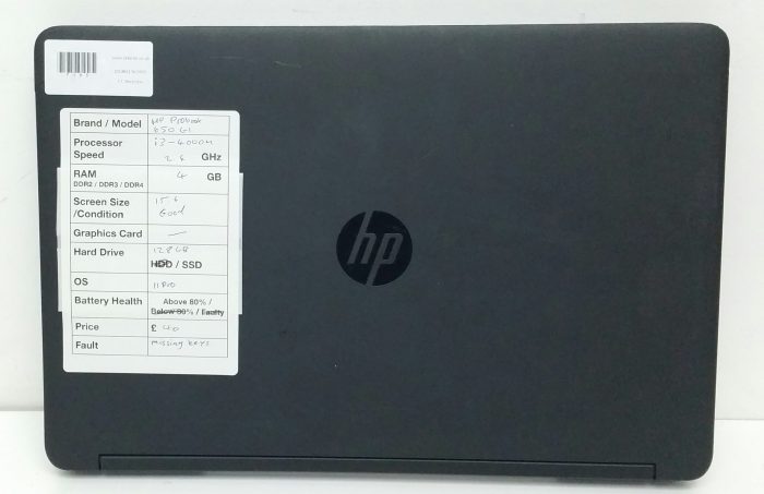 HP Probook 650 G1 - i3-4000M 2.4GHz - 4GB - 15.6" - 128GB SSD - Windows 11 Pro - Image 3