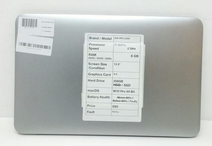 Dell XPS L322X - i7-3537U 2GHz - 8GB - 13.3" - 256GB SSD - Windows 10 Pro 64 Bit - Image 3